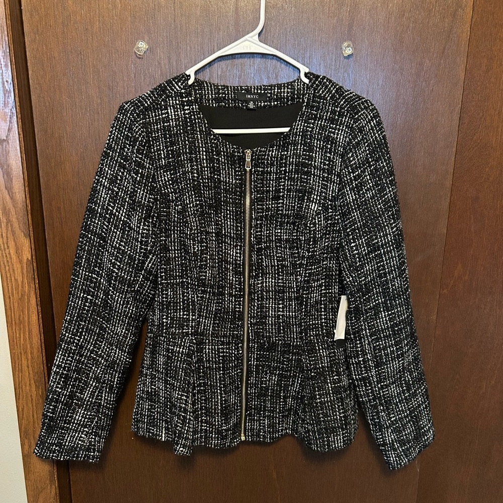 Isaac Mizrahi Women’s Black Tweed Jacket Blazer Size 10 - Picture 1 of 7